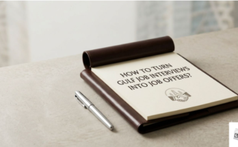 How to Turn Gulf Job Interviews into Job Offers – Professional candidate attending a successful Gulf job interview in a modern corporate office.