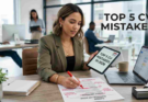 Professional CV with highlighted mistakes and resume improvement tips for 2026